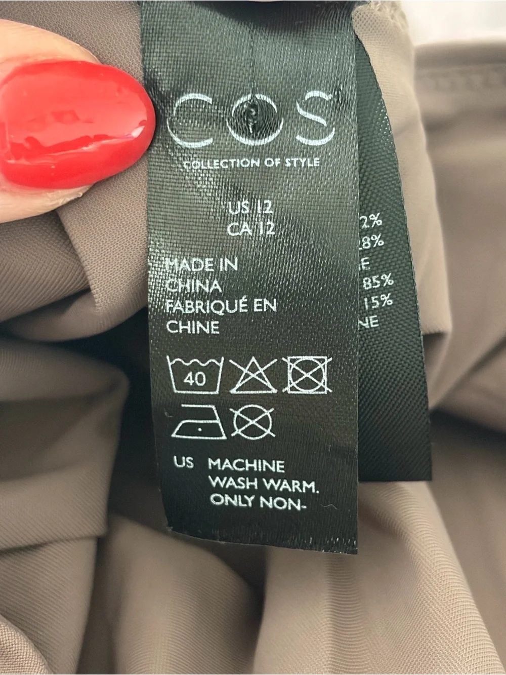 COS size 12 Mauve Grey One Piece Swimsuit Minimalist Ring Detail Double Strap